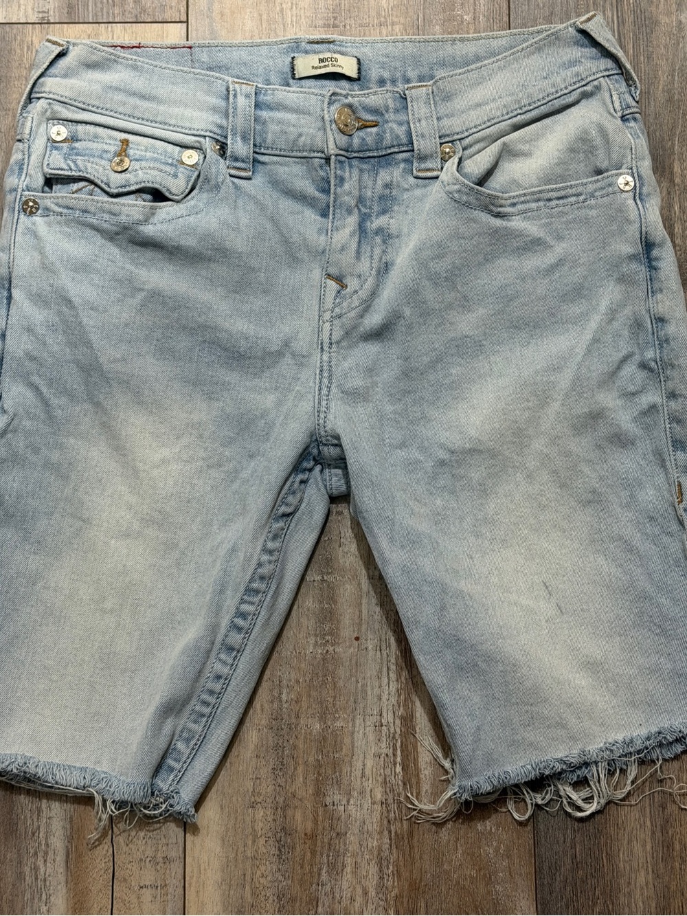 True Religion Light Blue Denim Cutoff Shorts